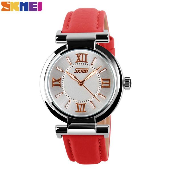 

wristwatches skmei luxury watch women quartz clock watches brand leather strap fashion ladies dress wrist relogio feminino 9075, Slivery;brown
