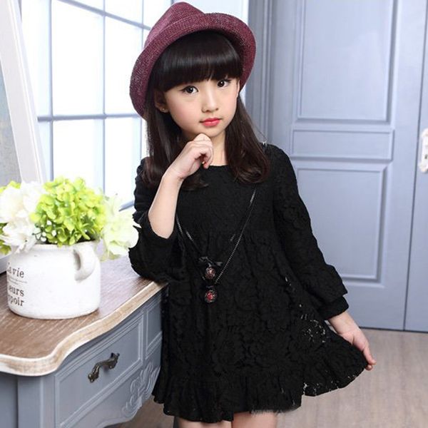 

girl dress lace flower party dress for kids girl casual style child dress spring autumn clothes girl 6 8 10 12 14, Red;yellow