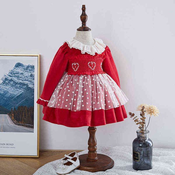 

baby girl spain ball gown toddler lolita princess dresses for toddler girls smock dress children christmas new year clothes g1129, Red;yellow
