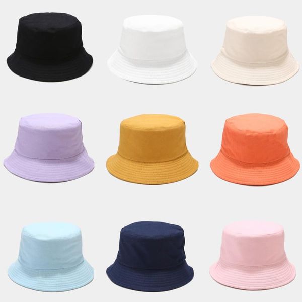 

wide brim hats cotton bucket hat women men reversible sunscreen panama pure color 58cm head outdoor thick fisherman, Blue;gray