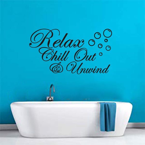 

wall stickers diy for bathroom relax chill out unwind with bubbles mural decal home decor art wallpaper 30x55cm