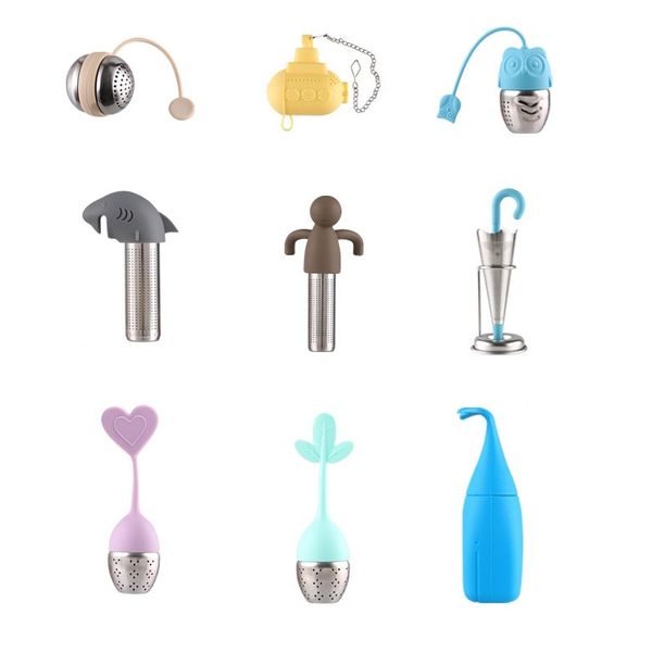 

umbrella tea infuser ball shape loose leaf silicone strainer shark owl filter stainless steel kitchen teaware tea isolator is easy to clean