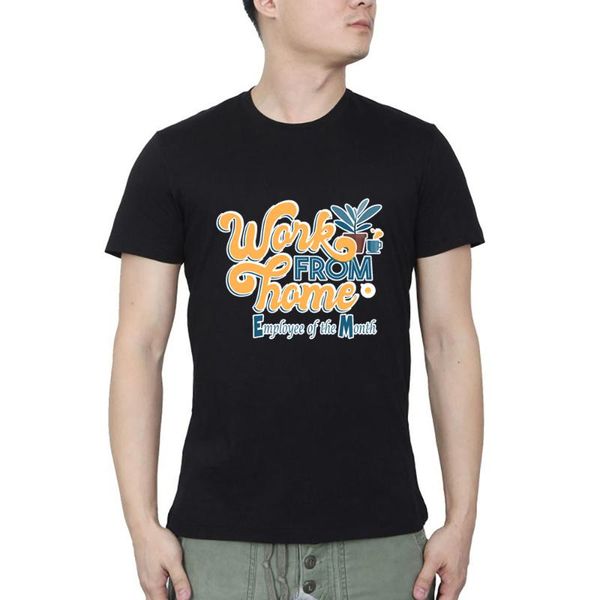 

men's t-shirts work from home employee of the month summer casual streetwear o neck t-shirt, White;black