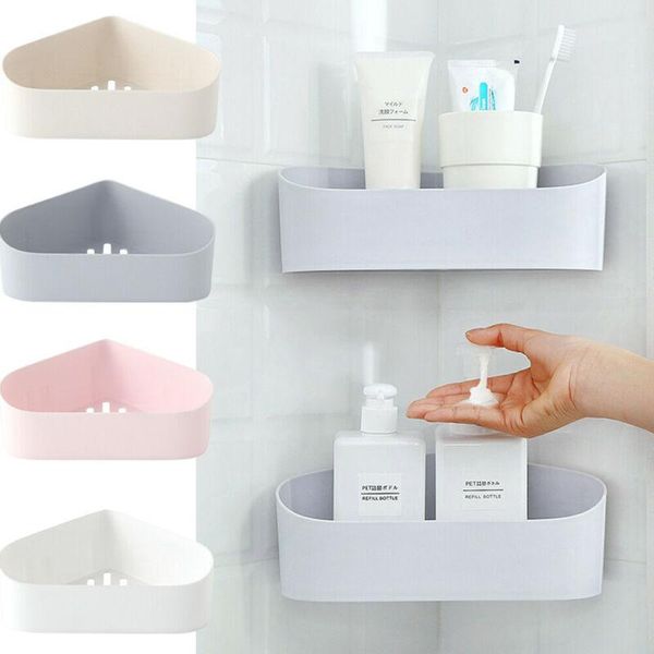

bathroom storage & organization punch-self-adhesive corner shower shelf rack kitchen wall mounted wardrobe cabinet holders