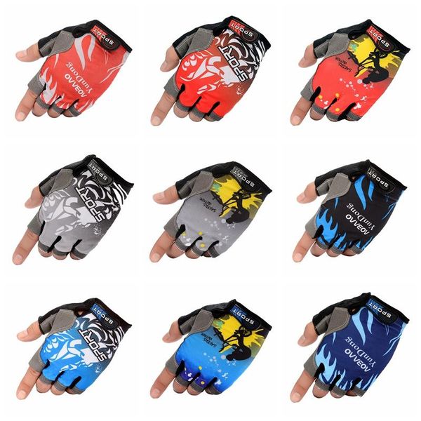 

cycling gloves 1 pair half finger breathable anti slip gel pad mountain road bike glove men women sports bicycle, Black