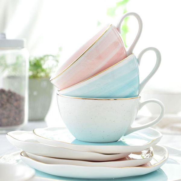 

cups & saucers handmade nordic coffee cup saucer spoon set gold rim eco friendly tazas de cafe kitchen drinkware db60bd