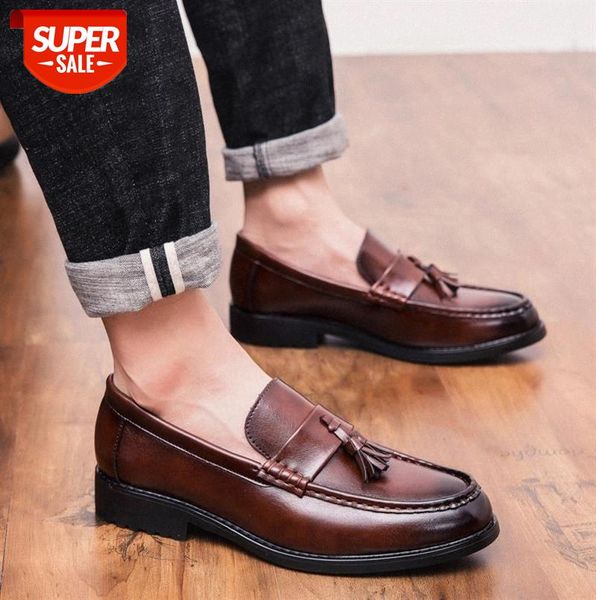 

2020 Men Dress Shoes Handmade Brogue Style Paty Leather Wedding Shoes Men Flats Leather Oxfords Formal Zapatos Hombre #jM8t