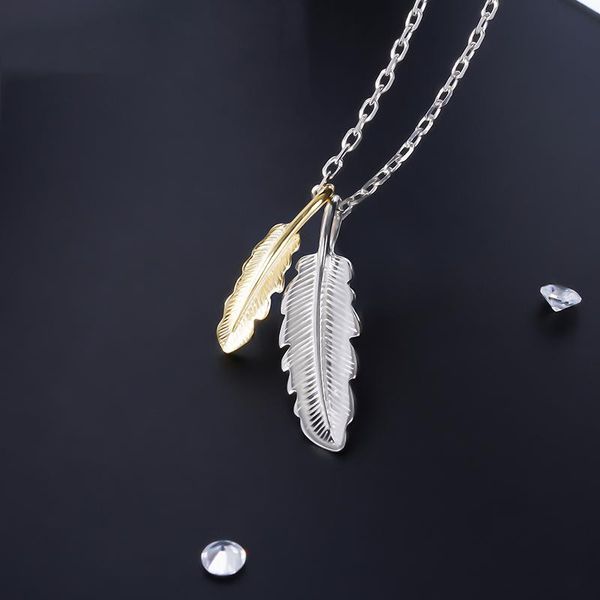 

pendant necklaces feather shape silver necklace classic fashion ladies collar jewelry exquisite clavicle chain accessories surprise gifts
