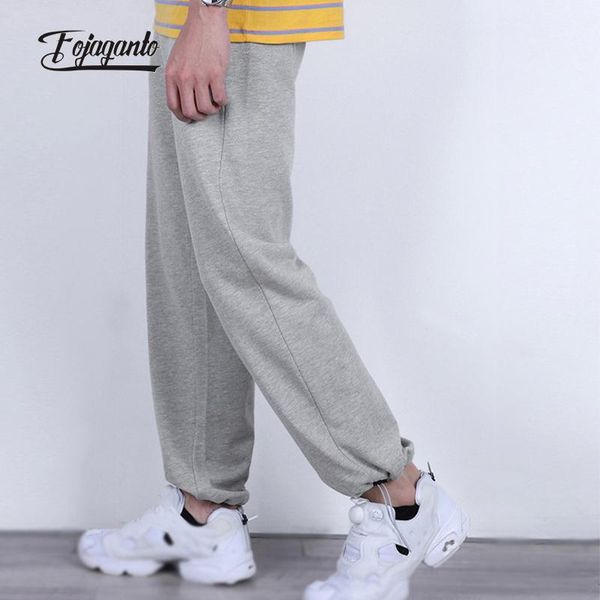

men's pants fojaganto autumn japanese sweatpants pure color casual loose leggings youth trend straight basic, Black