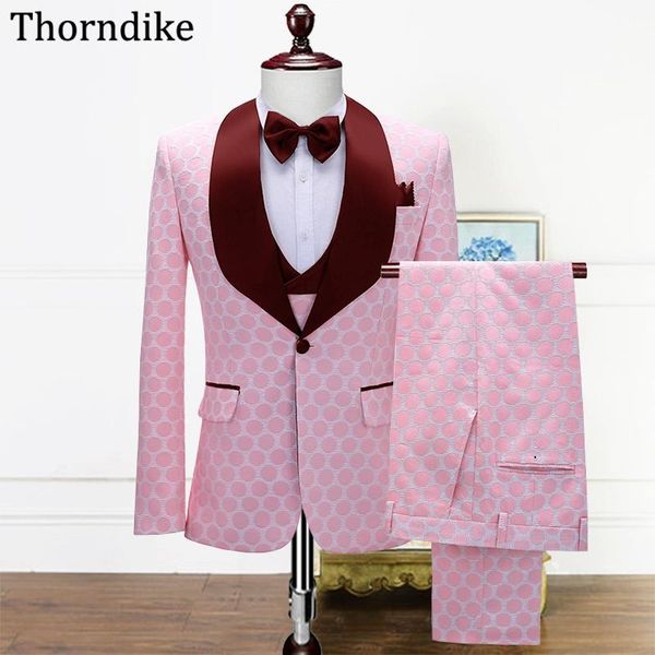 

thorndike 2021 mens suits slim fit shawl lapel one button wedding tuxedos custom made prom party blazers vest and pants set 3pcs men's, White;black