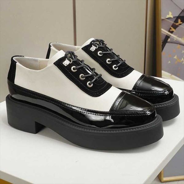 

dress shoes lace-up platform retro color matching single latest open edge beads women's tpu outsole ladies, Black