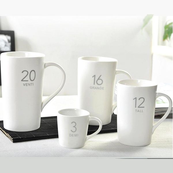 

mugs brief coffee cup solid color mug mawhite 4pcs/set(3oz 12oz 16oz 20oz)