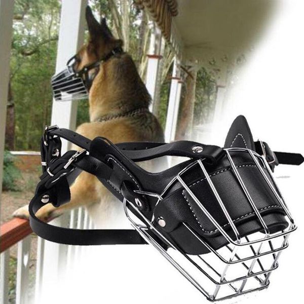 

dog apparel small large adjustable metal basket muzzle anti-bite mouth cover bark chew pet breathable safety mask