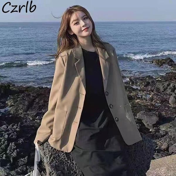 

women's suits & blazers women single breasted spring autumn trendy all match college tender cozy loose ladies temperament british style, White;black