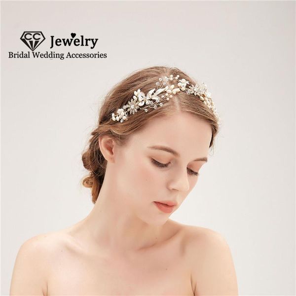 

hair clips & barrettes women hairbands wedding accessories for bridal engagement ornaments leaf shape headpiece pearl headband party gift, Golden;silver