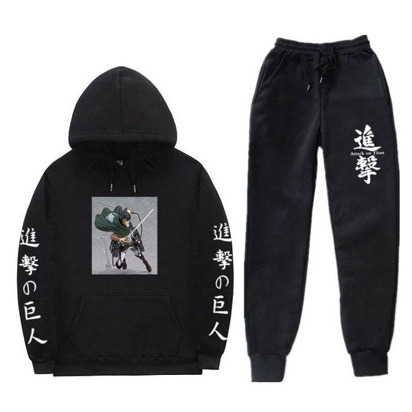 

men's tracksuits attack on titan men outfits womens tracksuit oversized hoodie and pants casual sports suits 2 pieces, Gray