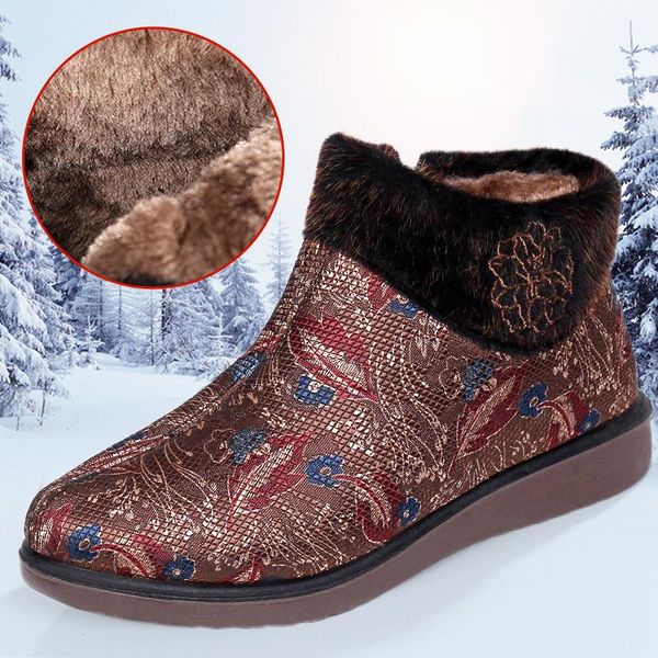 

boots 2021 shoes for women snow winter warm fur thick bottom female, Black