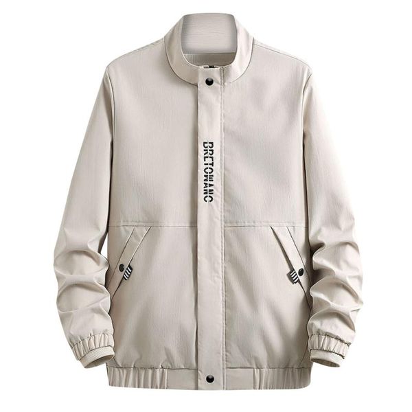 

men's jackets bomber autumn outwear clothing solid color long sleeved male coat stand-up collar zipper windproof, Black;brown