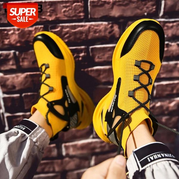 

breathable men sneakers male footwear black white yellow high sneakers athletic casual shoes men socks shoes #310f