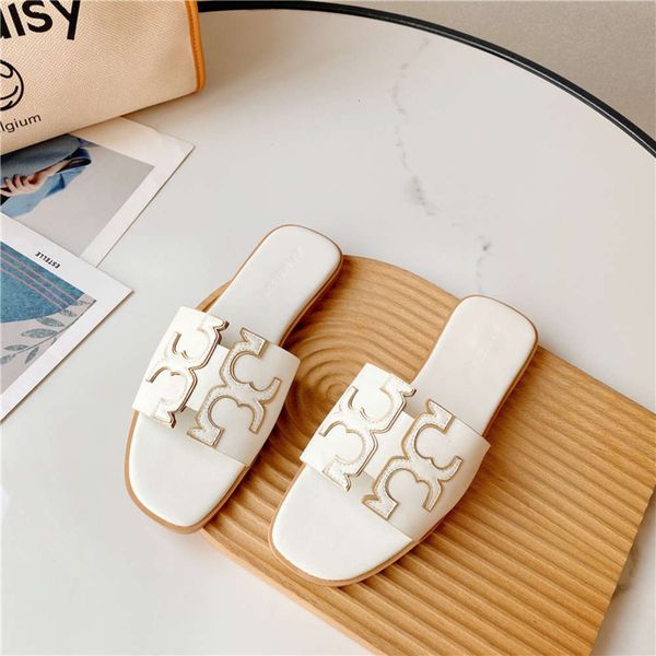

slippers tb travel large size cowhide summer sandals women, flat bottomed beach and women's shoes with one beltqxwl, Black