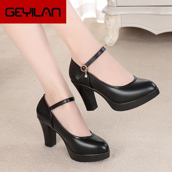

dress shoes 2021 fashion thick with high heels korean wild waterproof platform catwalk models black soft leather work women's