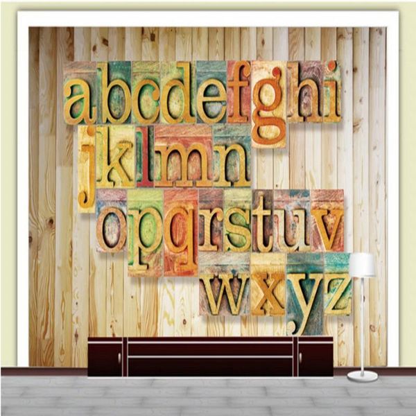 

wallpapers drop custom po wallpaper 3d stereo english alphabet wall mural restaurant living room tv backdrop