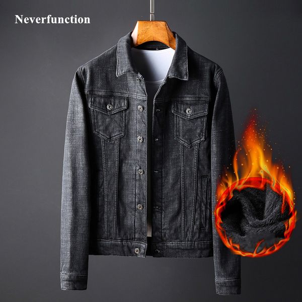 

hoodies men winter thick warm wool velvet black denim jackets man motorcycle casual hipster jacket outerwear plus size 5xl
