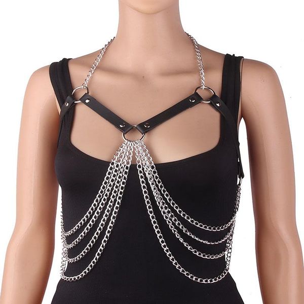 

belts necklace clavicle chain personality multilayer tassel breast body waist matching jewelry belt unisex, Black;brown