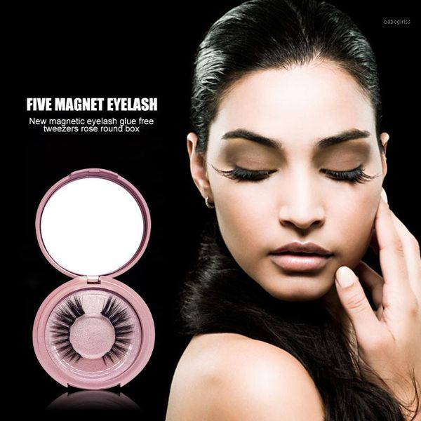 

1pair magnetic false eyelashes 3d mink hair fake lashes with tweezers 5 magnets wispy makeup beauty extension tools1