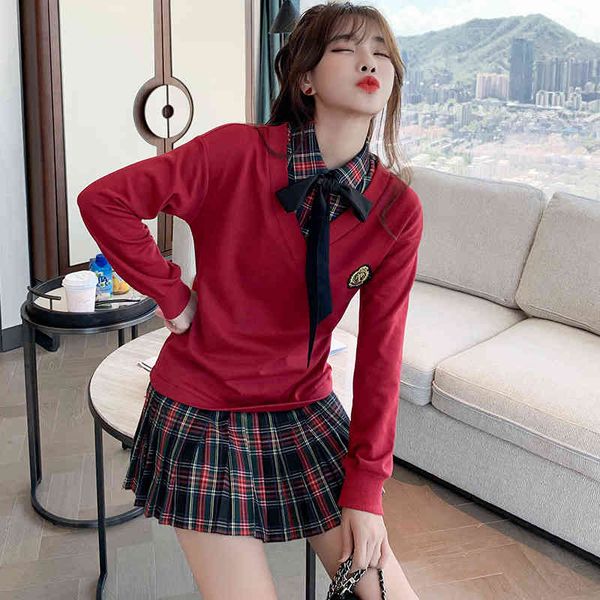 

dress sprint autumn preppy fashion piece ensemble dress plaid bow female style bing, Black;gray