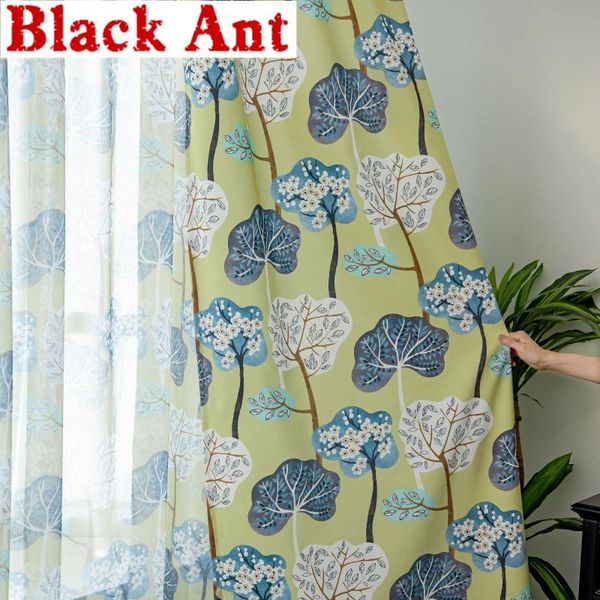 

curtain & drapes fresh plants for living room american retro country window curtains bedroom kitchen balcony blinds finished zh257