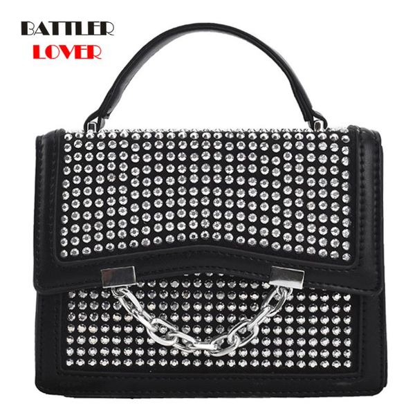 

evening bags diamonds printing handbags for women 2021 chains design crossbody flaps female brand solid shoulder ladies party purses