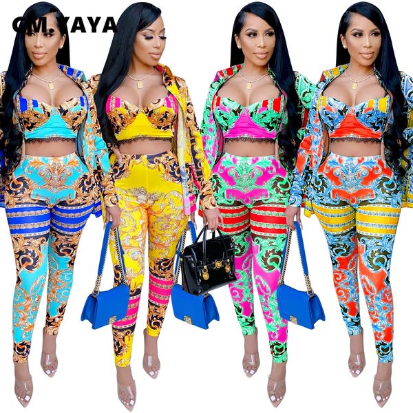 

2021 autumn winter womens set coat+pant set trasuit 3 pieces sets outfit active national print sweatsuitby air, White