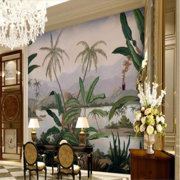 

wallpapers milofi european retro hand-painted stereoscopic landscape large mural wallpaper background wall