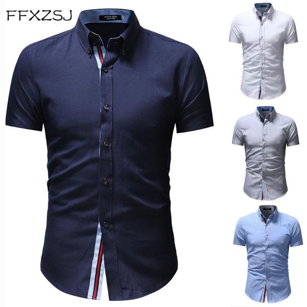 Camicia da uomo 2021 Marca Mens Colori coordinati Abito manica corta Slim Fit Camisa Masculina Casual Uomo Camicie hawaiane 3XL Uomo