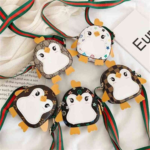 Desenhos animados Penguin Forma Designers Pu couro mochila bolsas crianças meninos meninas retrô crossbody sacos de malha de malha um ombro mensageiro saco de natal festa presente g98gytg