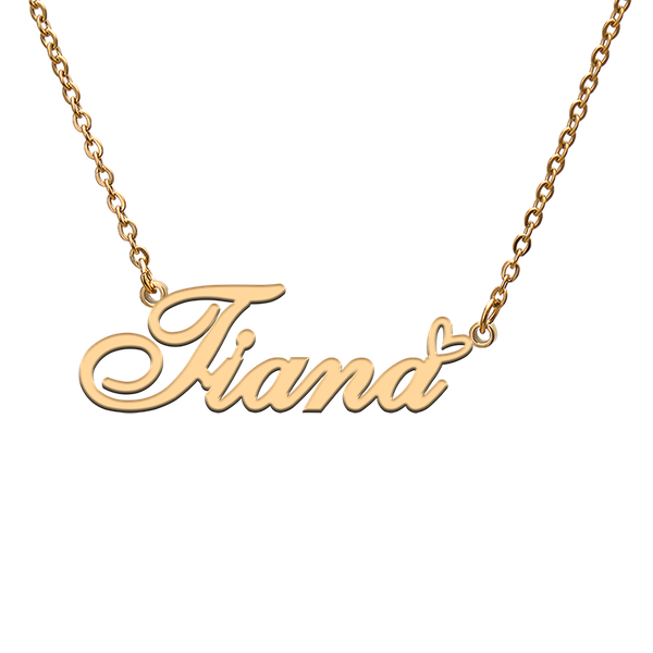 

charms god with love heart personalized character necklace name tiana for friend jewelry gift, Bronze;silver