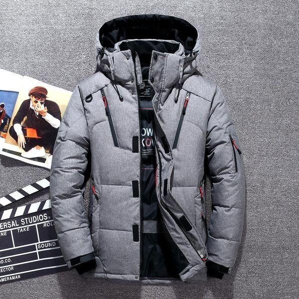 

men's down & parkas -25 degree winter jacket men white duck thick warm snow overcoat windbreaker hooded coat hombre, Black