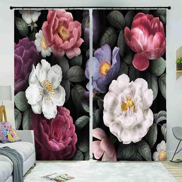 

curtain & drapes flower modern 3d blackout window living room bedroom home