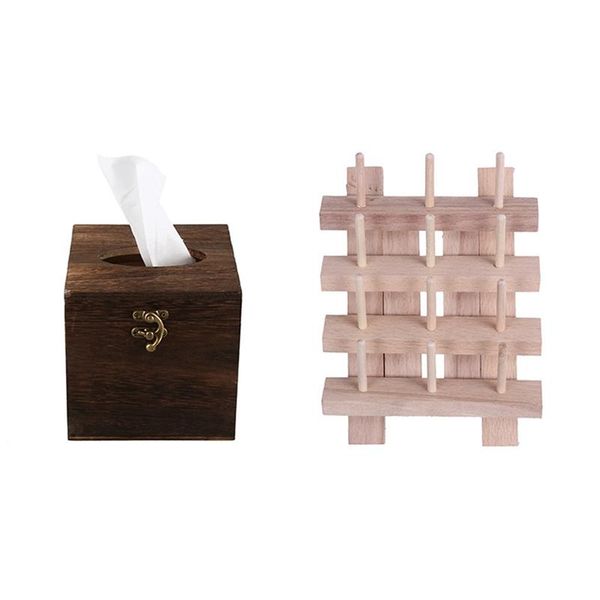 

tissue boxes & napkins wood box napkin cover home el pub cafe car paper holder case 12 spool wooden bobbin thread rack retail