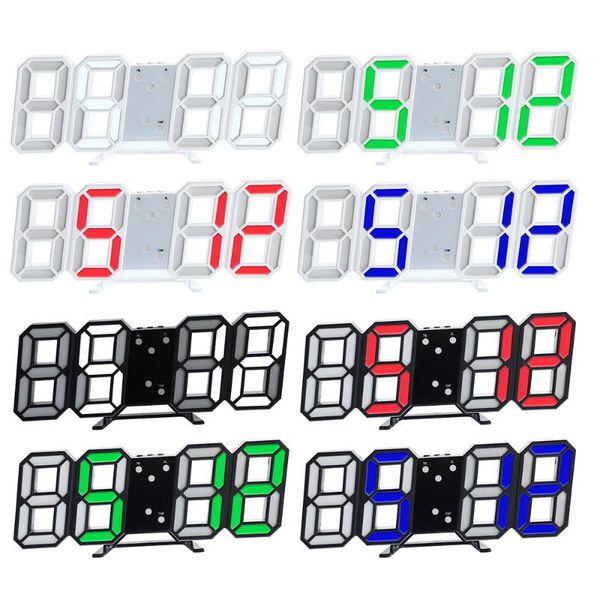 

desk & table clocks wall clock led digital glowing night mode brightness adjustable electronic 24/12 hour display alarm