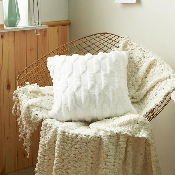 

cushion/decorative pillow soft plush cushion cover nodic geometric solid throw for sofa seat decorative pillowcase home decor 45x45cm p82