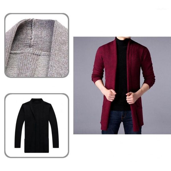

men's jackets streetwear simple slim cardigan winter long jacket casual coat for daily wear, Black;brown