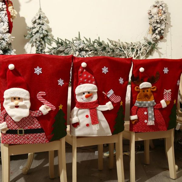 

chair covers christmas dining back cover snowman santa claus hat home decor ipbz