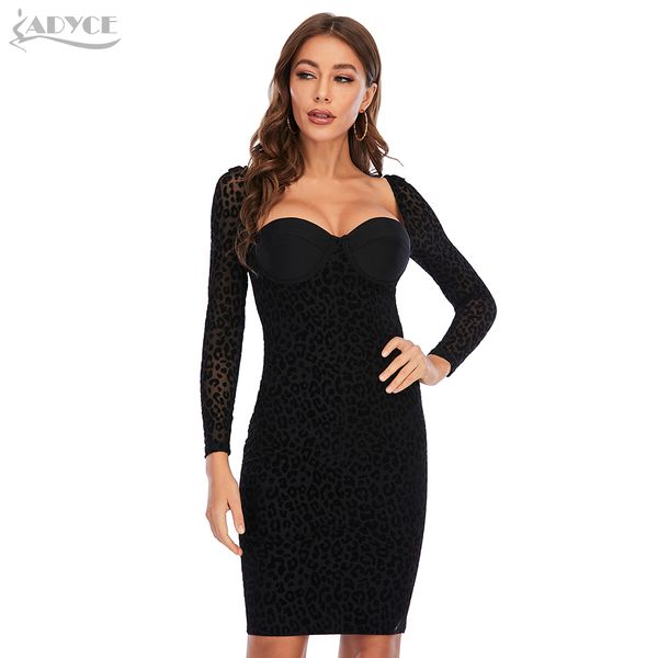 

winter long sleeve black lace bdoycon bandage women dress strapless mini celebrity club party femal dresses 210423, Black;gray