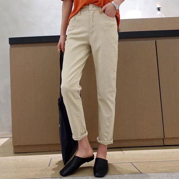 

women's jeans women casual loose korean style high waist ladies ankle-length vintage denim pencil, Blue