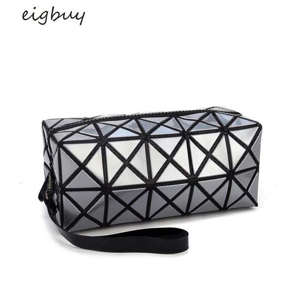 

makeup bag fashion portable folding package pu leather bags women geometric zipper cosmetic & cases