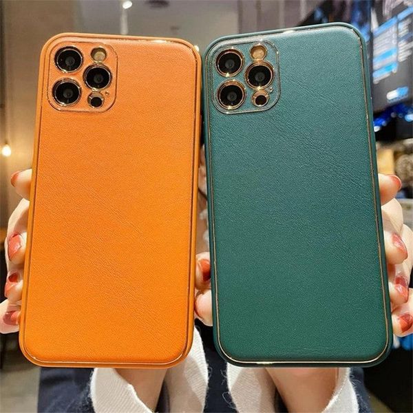 

cell phone pouches solid color case for 12 pro max 11 xs x xr 8 7 plus 11pro camera protection leather soft back cover