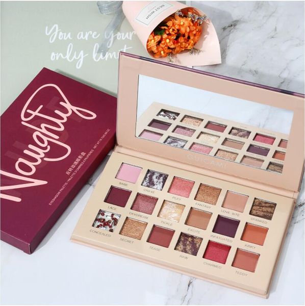 

guicami 18 color naughty & nude eyeshadow palette, desert inspired neutral shades with green & blue - 100% vegan, ultra-blendable, rich colo