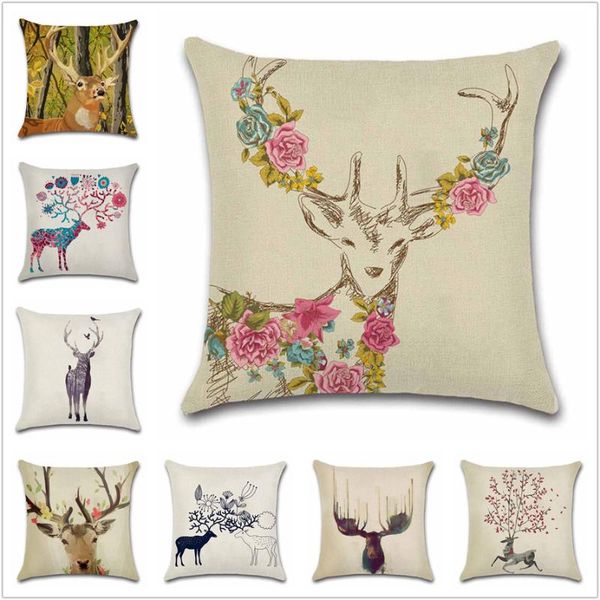 

cushion/decorative pillow art deer elk nordic style cushion cover throw decor room chair seat sofa car decoration home kids friend bedroom g